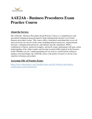 AAE2Ah - Business Procedures Exam Practice Course