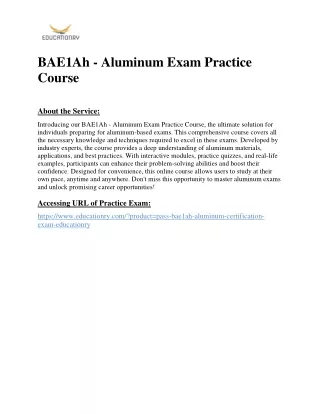 BAE1Ah - Aluminum Exam Practice Course