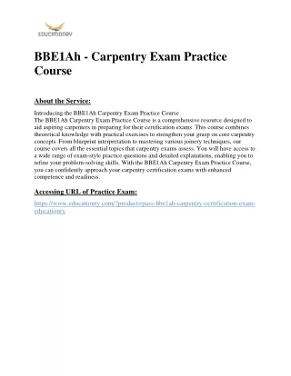 BBE1Ah - Carpentry Exam Practice Course