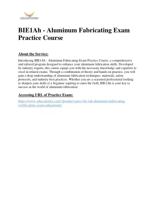 BIE1Ah - Aluminum Fabricating Exam Practice Course