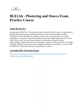 BLE1Ah - Plastering and Stucco Exam Practice Course