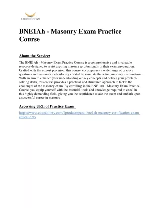 BNE1Ah - Masonry Exam Practice Course