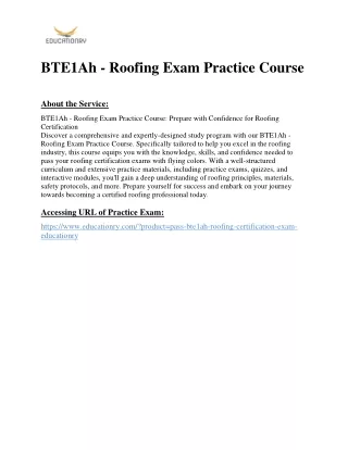BTE1Ah - Roofing Exam Practice Course