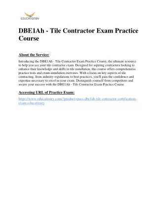 DBE1Ah - Tile Contractor Exam Practice Course