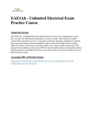 EAE1Ah - Unlimited Electrical Exam Practice Course