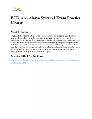 ECE1Ah - Alarm System I Exam Practice Course