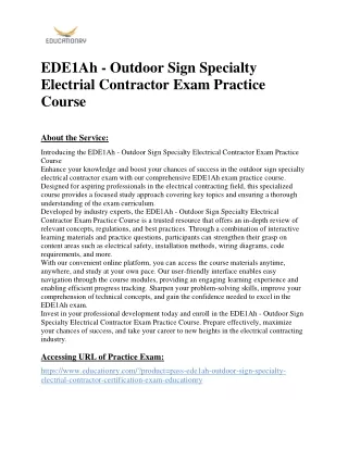 EDE1Ah - Outdoor Sign Specialty Electrial Contractor Exam Practice Course