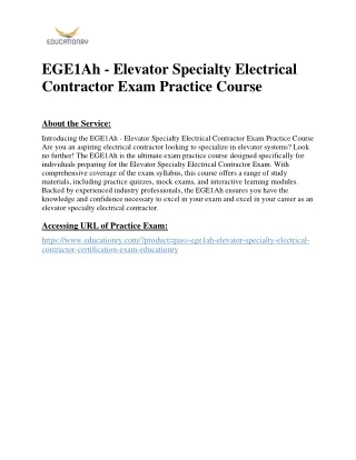 EGE1Ah - Elevator Specialty Electrical Contractor Exam Practice Course