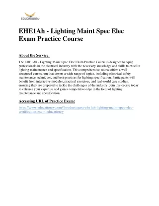 EHE1Ah - Lighting Maint Spec Elec Exam Practice Course