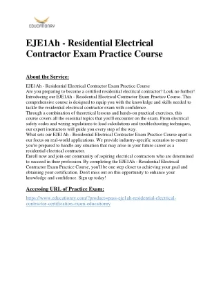 EJE1Ah - Residential Electrical Contractor Exam Practice Course