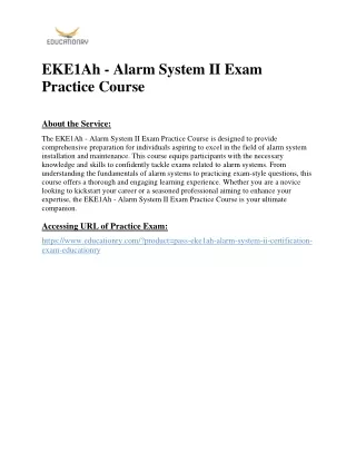 EKE1Ah - Alarm System II Exam Practice Course