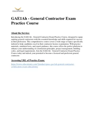 GAE1Ah - General Contractor Exam Practice Course