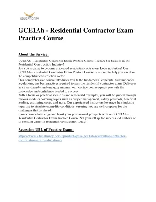 GCE1Ah - Residential Contractor Exam Practice Course
