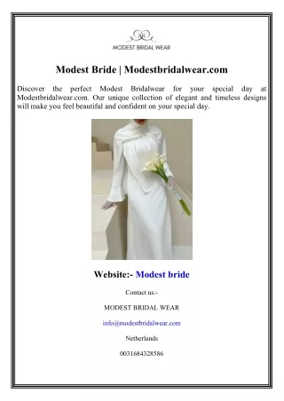 Modest Bride Modestbridalwear.com