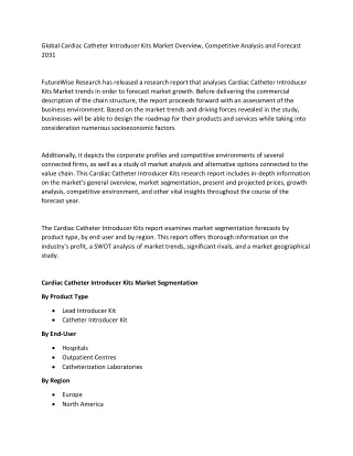 Cardiac Catheter Introducer Kits Market