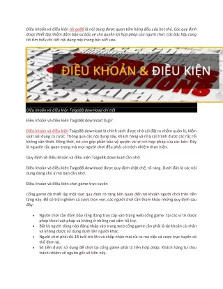 Dieu khoan va dieu kien Taigo88.download chi tiet