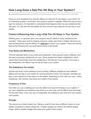 How Long Does a Dab Pen Hit Stay in Your System?