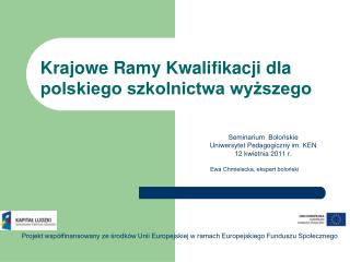 Krajowe Ramy Kwalifikacji dla polskiego szkolnictwa wyższego