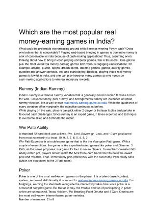 Which are the most popular real money-earning games in India- Whispering Shouts
