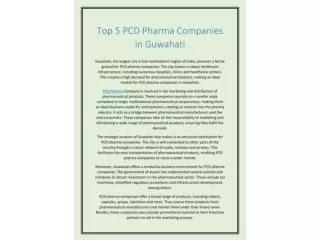 Top 5 PCD Pharma Companies in Guwahati