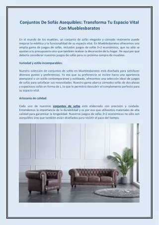 Conjuntos De Sofás Asequibles - Transforma Tu Espacio Vital Con Mueblesbaratos