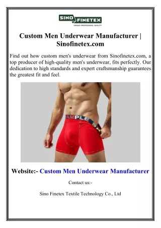 Custom Men Underwear Manufacturer  Sinofinetex.com