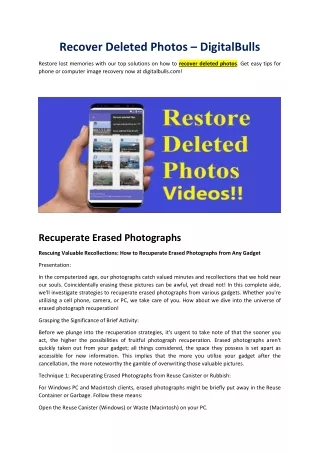 Recover Deleted Photos – DigitalBulls