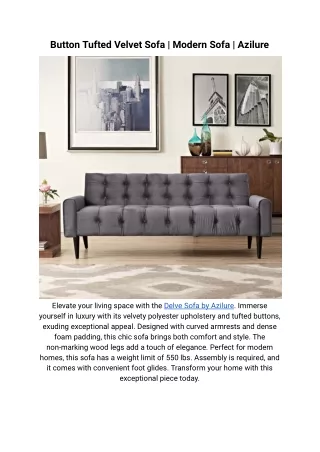 Button Tufted Velvet Sofa _ Modern Sofa _ Azilure