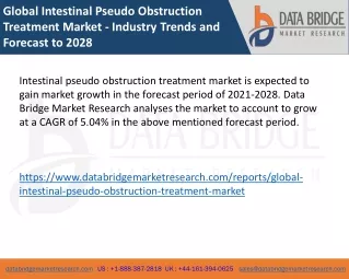 Global Intestinal Pseudo Obstruction Treatment Market - Industry Trends and Forecast to 2028
