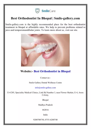 Best Orthodontist In Bhopal  Smile-gallery.com