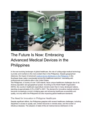 The Future Is Now_ Embracing Advanced Medical Devices in the Philippines