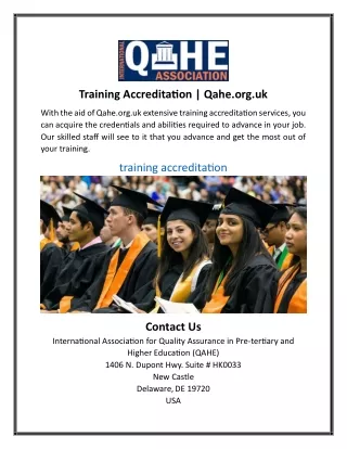 Training Accreditation | Qahe.org.uk