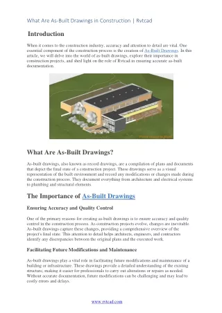 What Are As-Built Drawings in Construction Rvtcad