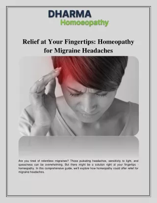 Relief at Your Fingertips Homeopathy for Migraine Headaches