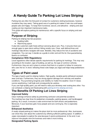 A Handy Guide To Parking Lot Lines Striping