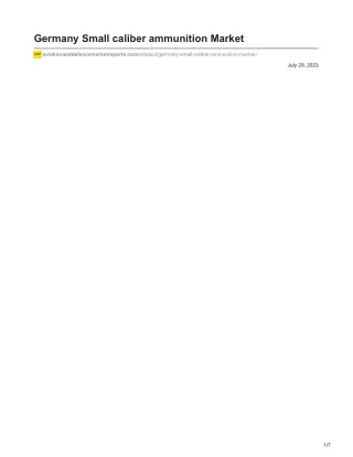 Germany Small caliber ammunition Market