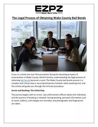 Raleigh Bail Bond Services | Wake County Legal Process Guide | EZPZ