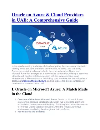 Oracle on Azure & Cloud Providers in UAE - A Comprehensive Guide