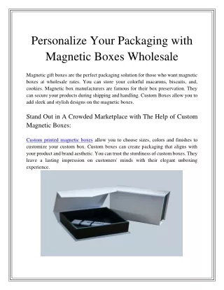 Personalize Your Packaging With Magnetic Boxes Wholesale