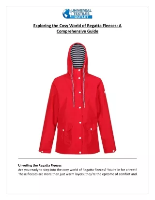 Easy Guide For Regatta Fleeces - Universal Textiles