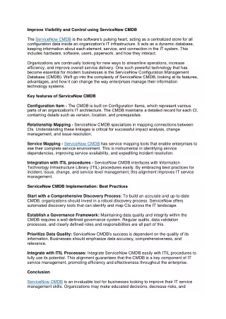 Improve Visibility and Control using ServiceNow CMDB 