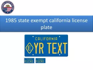 1985 state exempt california license plate