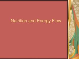 Nutrition and Energy Flow