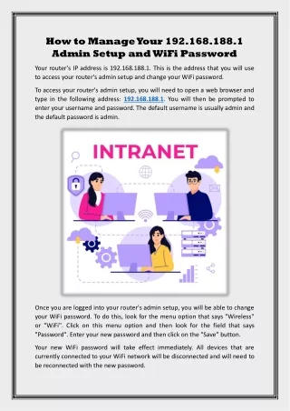 How to Manage Your 192.168.188.1 Admin Setup and WiFi Password