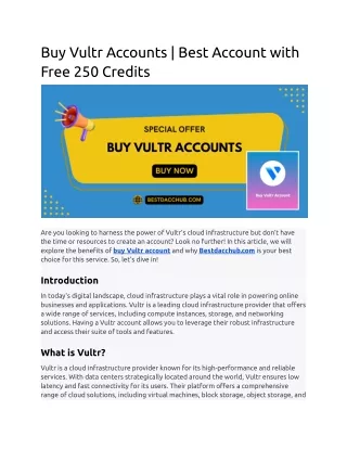 Buy Vultr Account