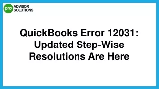 Easy Way To Fix QuickBooks Error 12031