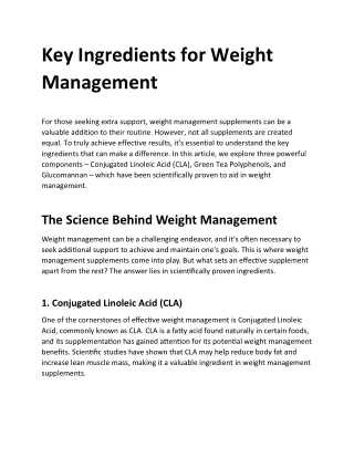 Key Ingredients for Weight Management