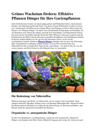 Pflanzen Dünger für Ihre Gartenpflanzen