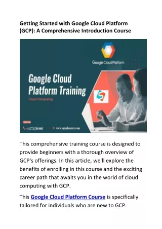 Getting Started with Google Cloud Platform (GCP) A Comprehensive Introduction