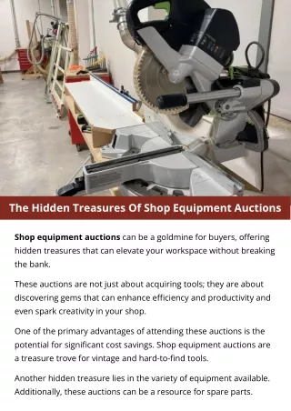 The Hidden Treasures Of Shop Equipment Auctions